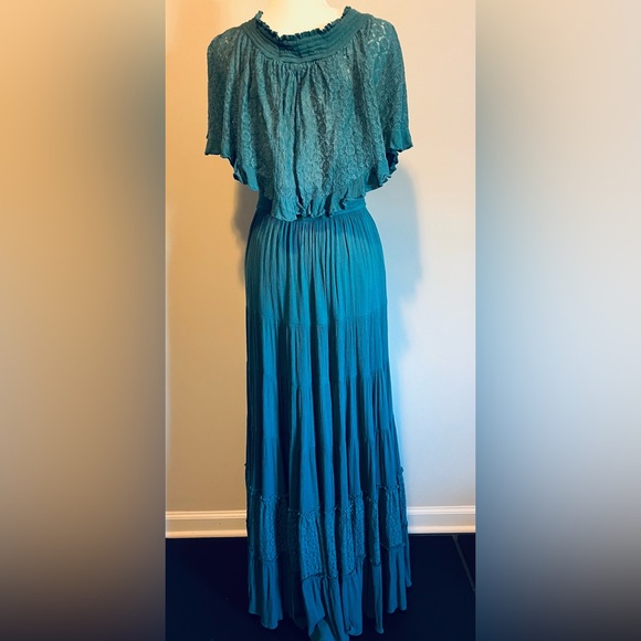 Free People Dancing on Air Maxi Dress in Sunken City(Turquoise) size Small EUC - Picture 9 of 17